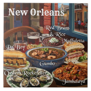 New Orleans Cuisine Foods and Dishes Kitchen Ceramic Tile