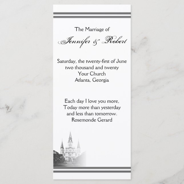 New Orleans Destination Wedding Program (Front)