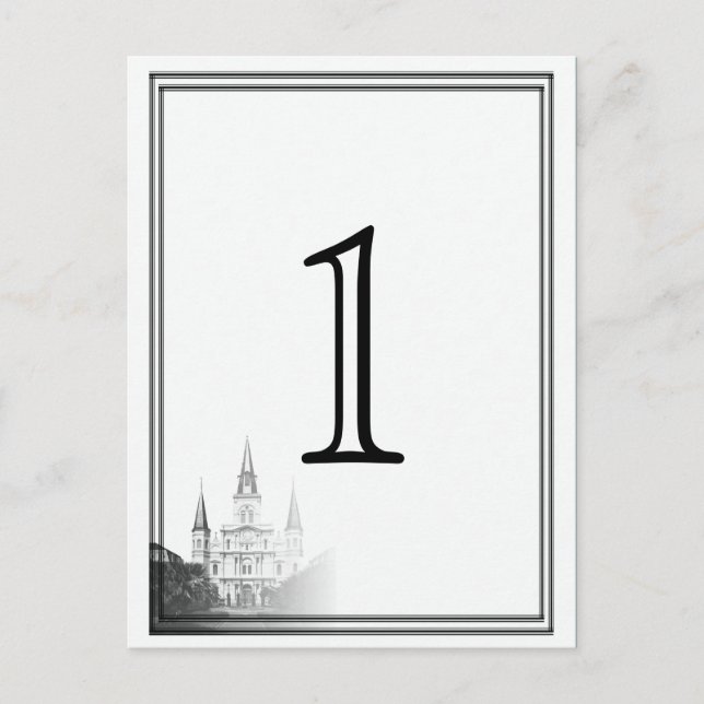 New Orleans Destination Wedding Table Number (Front)
