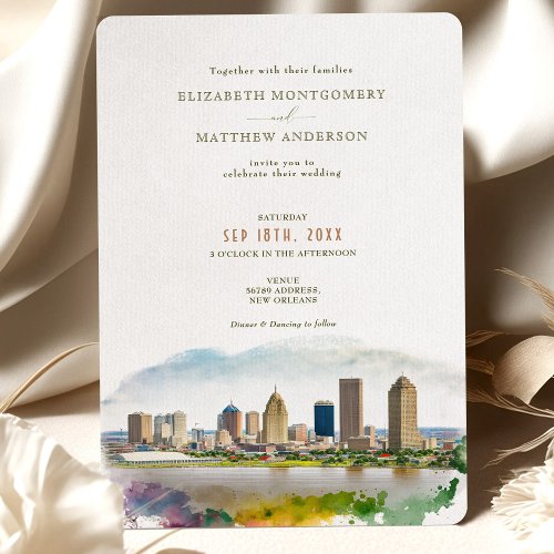 New Orleans Destination Wedding Watercolor Invitation