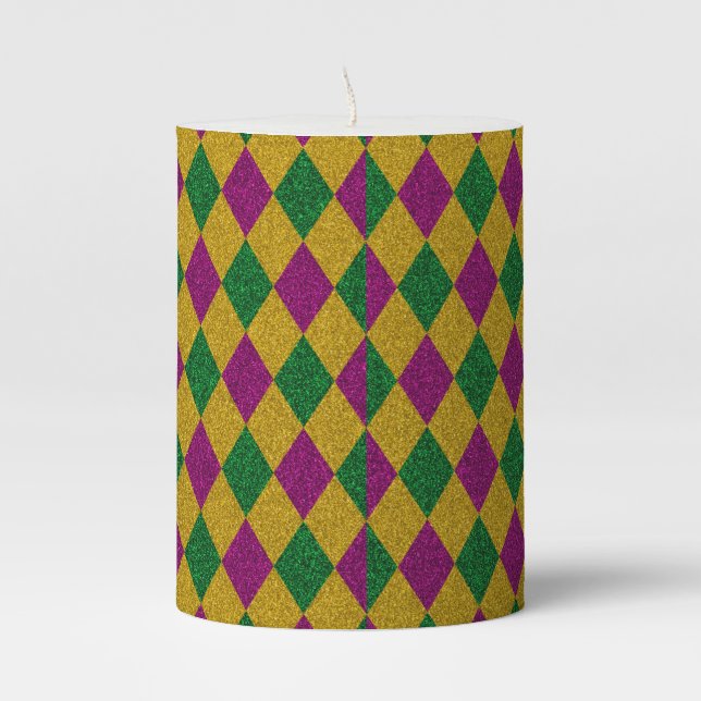 New Orleans DIamond Glitter Pillar Candle (Front)