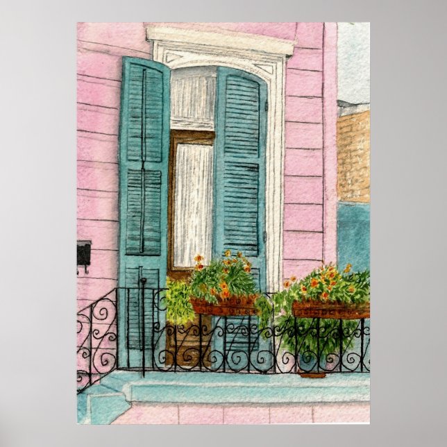 New Orleans Doors with Shutters Poster (Front)