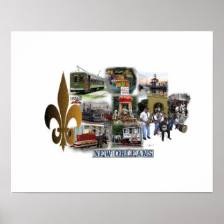 New Orleans Famous Landmarks and Scenes Poster