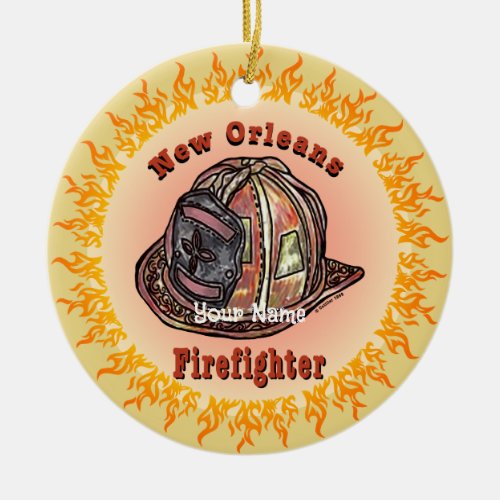 New Orleans Firefighter custom name ornament