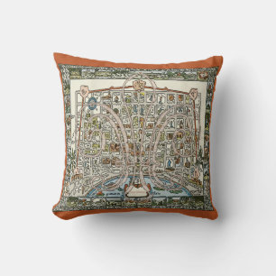 New Orleans Fleur De Lis Abstract Map Throw Pillow