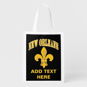 New Orleans Fleur De Lis, edit text, Grocery Bag