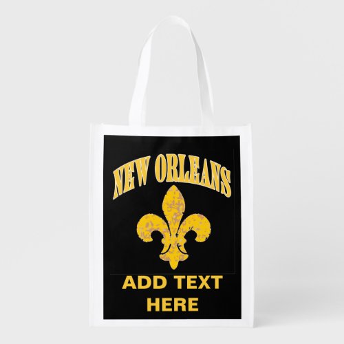 New Orleans Fleur De Lis edit text Grocery Bag