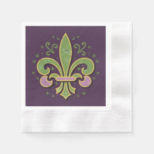 New Orleans fleur-de-lis green and purple Napkins