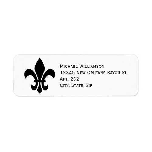 New Orleans Fleur de Lis Symbol Black Personalized Label