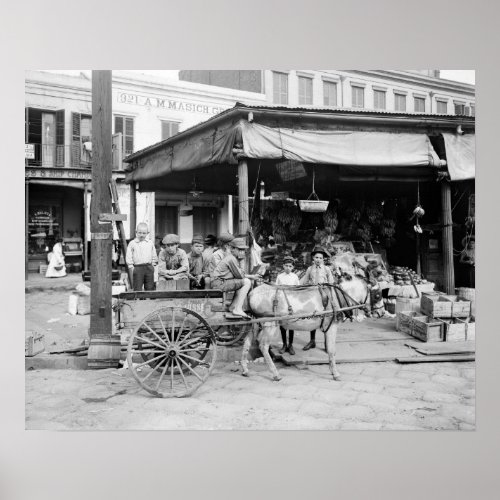 New Orleans French Market 1910 Vintage Photo Poster