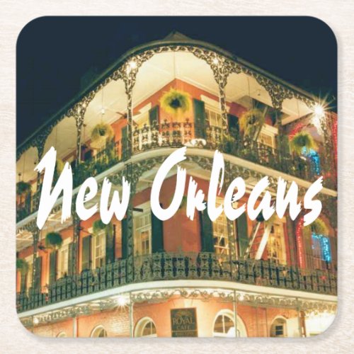 New Orleans French Quarter Architecture Stone Coas Square Paper Coaster