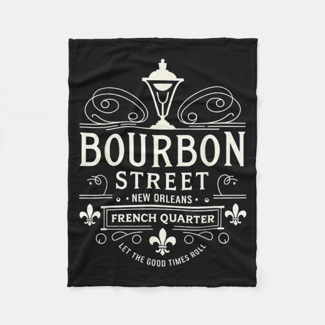 New Orleans French Quarter Bourbon Street Louisian Fleece Blanket (Front)