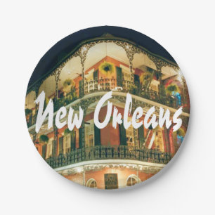 New Orleans French Quarter Building with Name Paper Plates