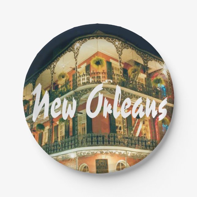 New Orleans French Quarter Building with Name Paper Plates (Front)