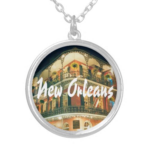 New Orleans French Quarter Corner Silver Plated Necklace