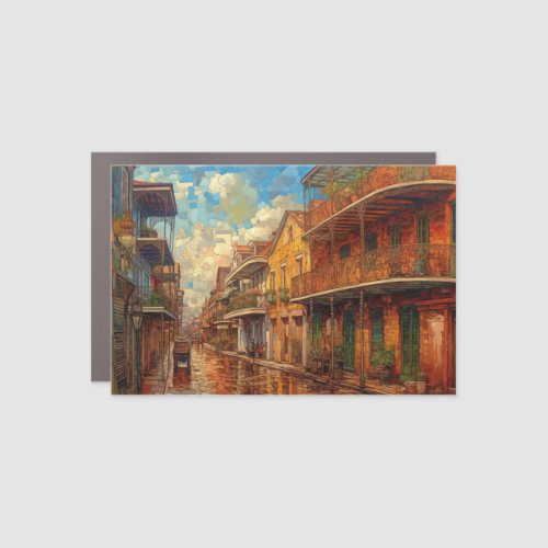 New Orleans French Quarter Futurism Art Style Car Magnet