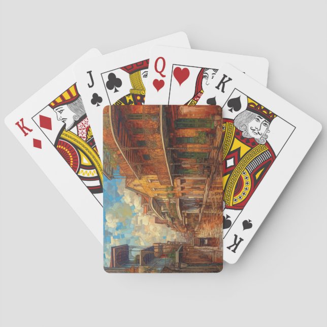 New Orleans French Quarter, Futurism Style Art Poker Cards (Back)