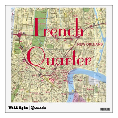 New Orleans French Quarter Map Print Wall Decal