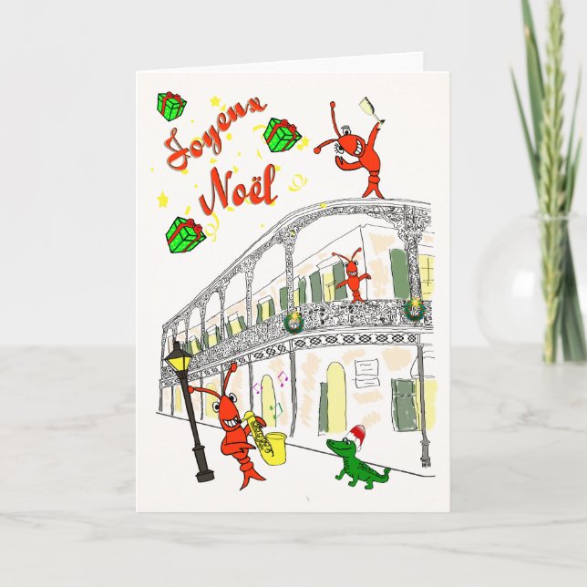 New Orleans French Quarter Merry Christmas Holiday Card (Front)
