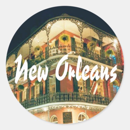 New Orleans French Quarter photo Classic Round Sticker
