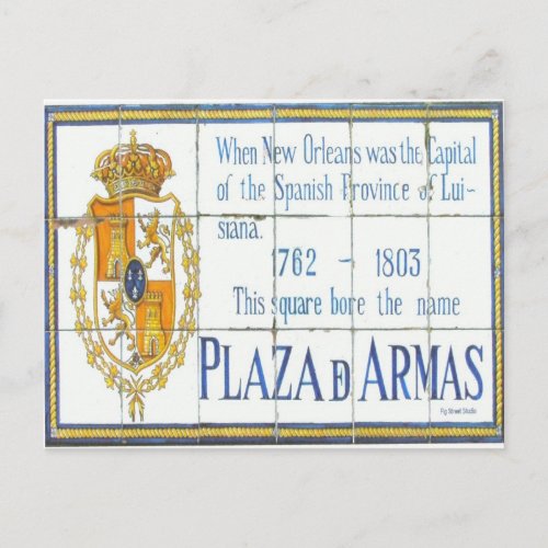 New Orleans French Quarter Plaza DArmas Sign Postcard