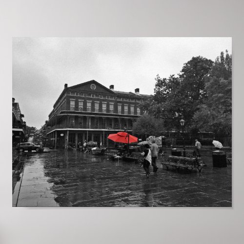 New Orleans French Quarter  Red Umbrella Poster