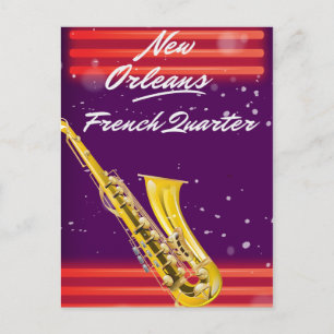 New Orleans French Quarter Saxophone travel poster Postcard