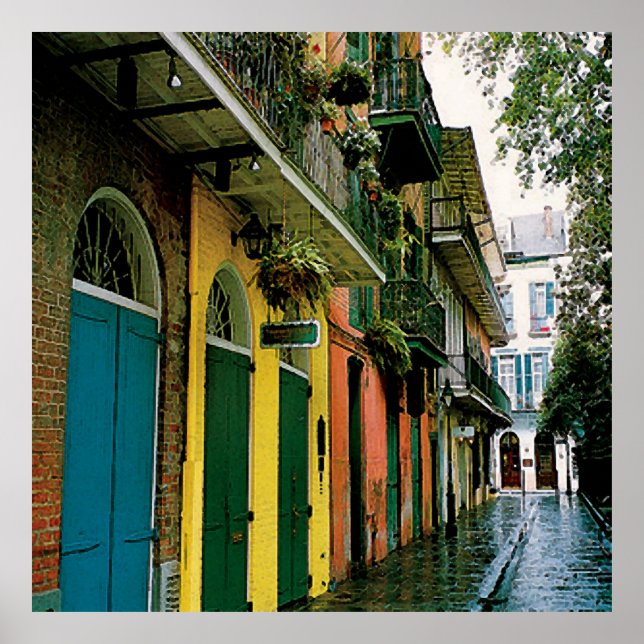 New Orleans French Quarter Scene Poster Print (Front)