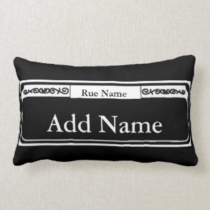 New Orleans French Quarter Street Sign, edit text Lumbar Pillow