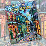 New Orleans French Quarter Van Gogh Style Travel Holiday Postcard<br><div class="desc">Celebrate the rhythm, color, and culture of New Orleans with this colorful Van Gogh style street scene bursting with life and movement. Set beneath a swirling, star-filled sky, the artwork highlights iconic landmarks of the French Quarter — wrought-iron balconies, glowing street lamps, and vibrant facades. Street musicians animate the scene,...</div>