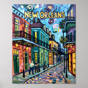 New Orleans French Quarter Van Gogh Style Travel Poster