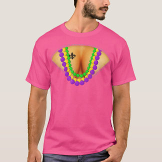 New Orleans Funny Mardi Gras Beads Flash Cleavage  T-Shirt