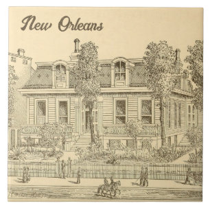 New Orleans Garden District House Antique Vintage Ceramic Tile