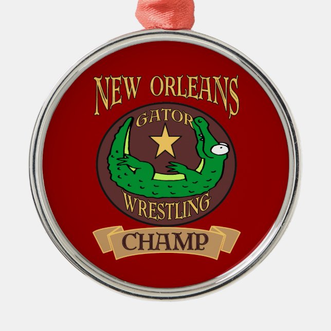 New Orleans Gator Fest Alligator Champ Metal Ornament (Front)