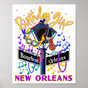 New Orleans Girls' Birthday French Quarter Girls T Poster