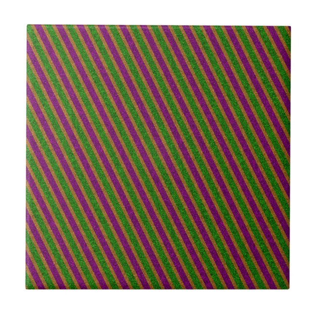 New Orleans Glitter Stripes Ceramic Tile (Front)