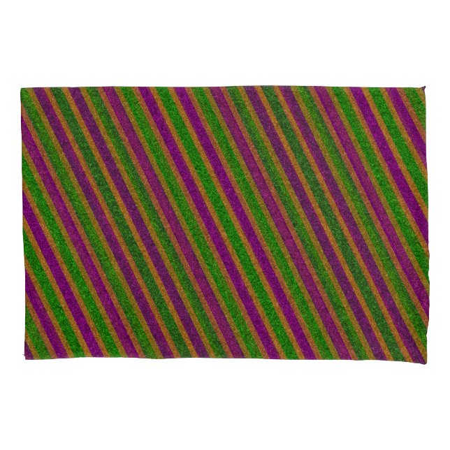 New Orleans Glitter Stripes Pillow Case (Front)