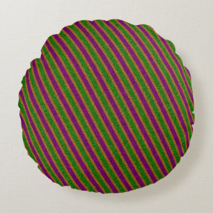 New Orleans Glitter Stripes Round Pillow