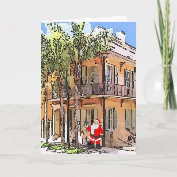 New Orleans House Santa Card  Holiday Card by figstreetstudio at Zazzle