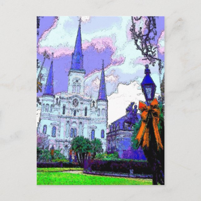 New Orleans Jackson Square at Christmas Holiday Postcard (Front)