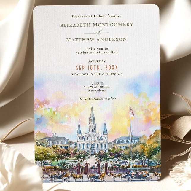 New Orleans Jackson Square Destination Wedding Invitation (Creator Uploaded)