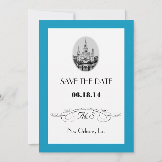 New Orleans Jackson Square Save the Date Cards (Front)