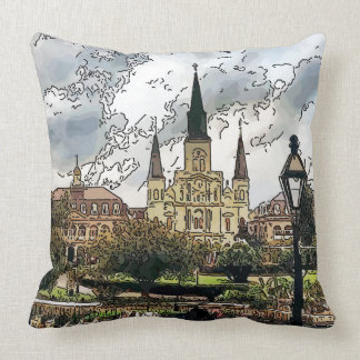 New Orleans JAckson Square Throw Pillow