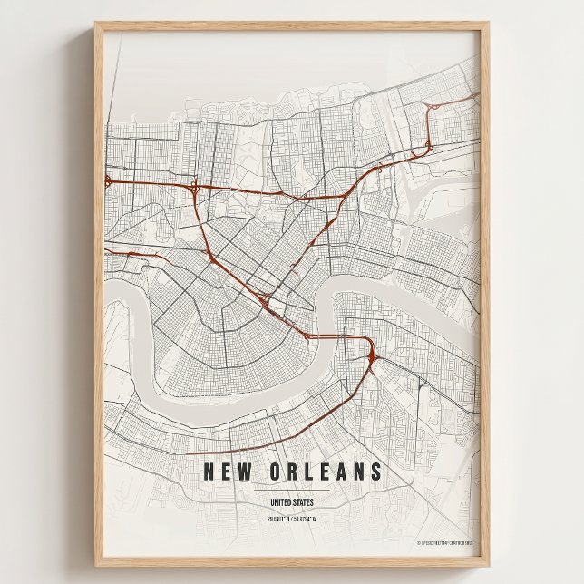 New Orleans Japanese Ink Map Wallart Poster Gift (Creator Uploaded)