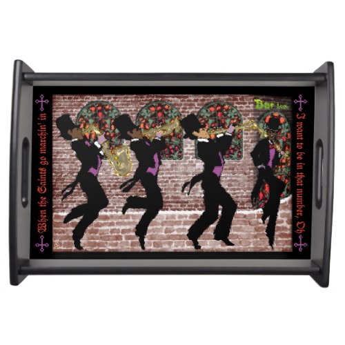 New Orleans Jazz Band Marching Past Bar Louie Serving Tray
