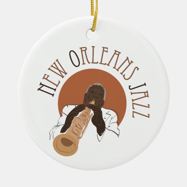 New Orleans Jazz Ceramic Ornament (Front)