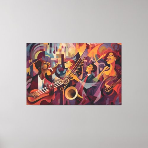 New Orleans Jazz Club Abstract Art Jazz Music Canvas Print