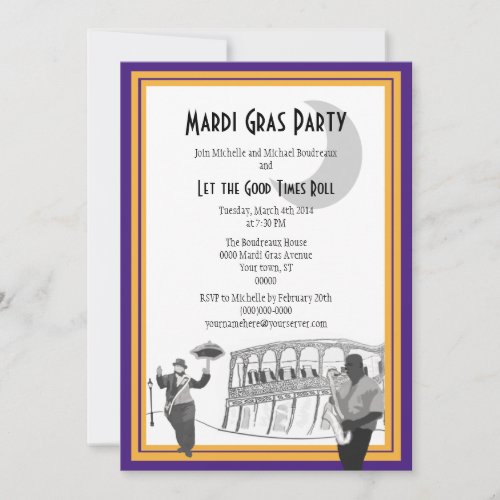 New Orleans Jazz Mardi Gras (purple) Invitations