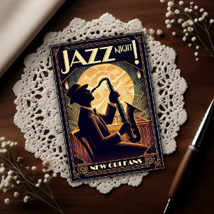 New Orleans Jazz Night – Vintage Art  Postcard