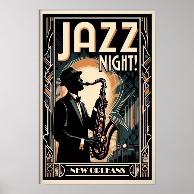New Orleans Jazz Night – Vintage Art  Poster (Front)